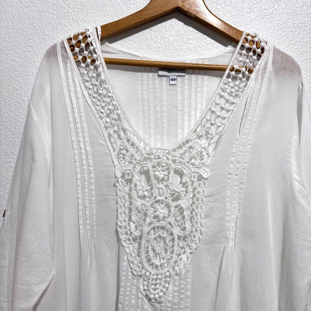Swimsuits For All Swimsuit Cover Up Women's SIZE 18/20 Short Tab Sleeve White - Picture 2 of 16